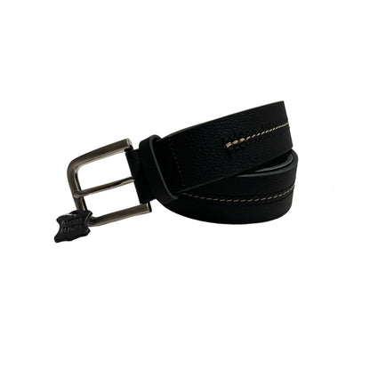 Centre Stitch 40mm Milled Genuine Leather Belt - Black