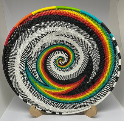 African colorful telephone wire bowl - 30cm - Multi-colour