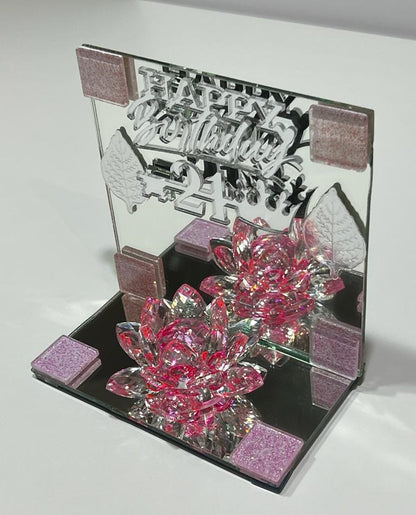 21st Key Happy Birthday with Lotus on Mirrorbase (Pink)