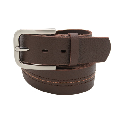 Centre Stitch 40mm Milled Genuine Leather Belt - Brown