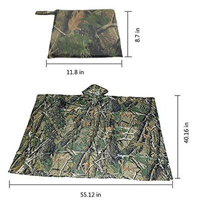 Multifunctional Camouflage Hooded Waterproof Poncho - Rainproof for Camp / Hiking
