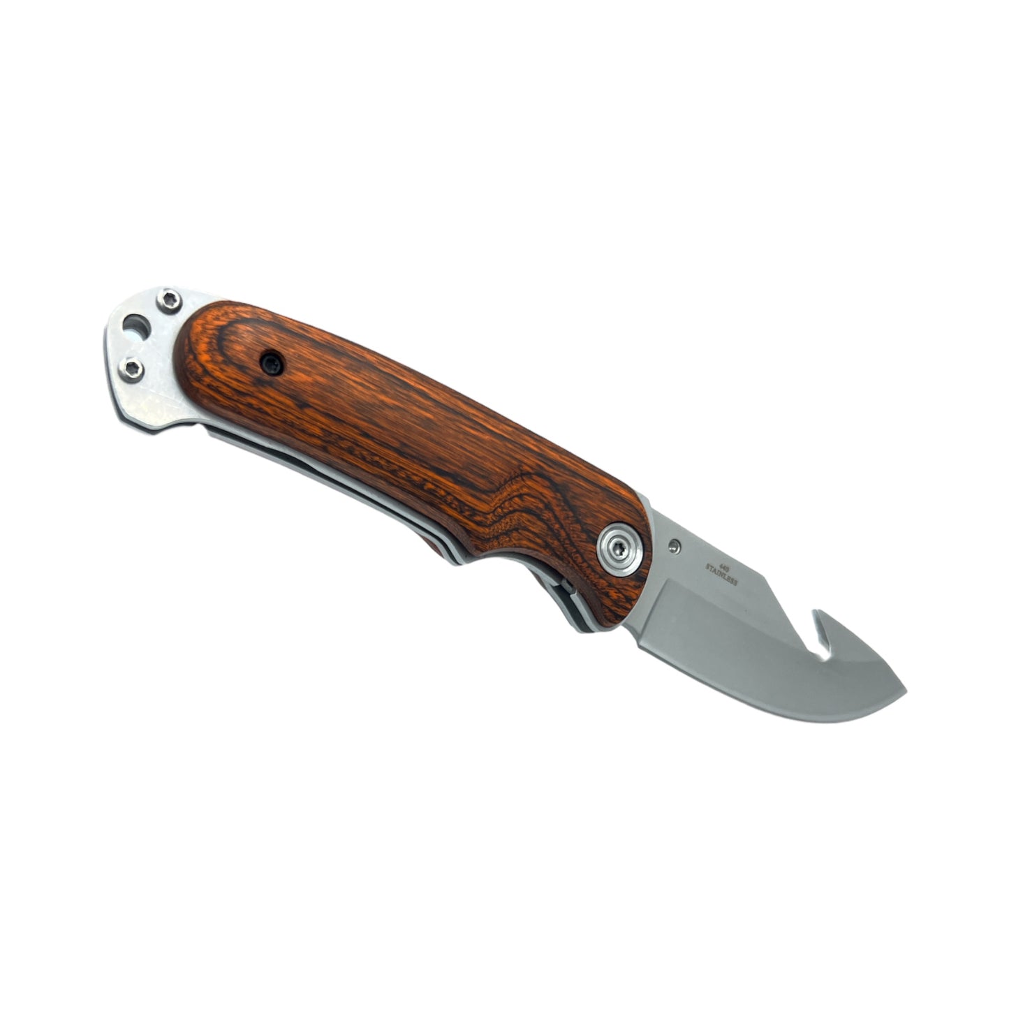 Whitetail Guthook Folding Knife - Pakka Wood Handle - 4 inch (9.5cm) Blade