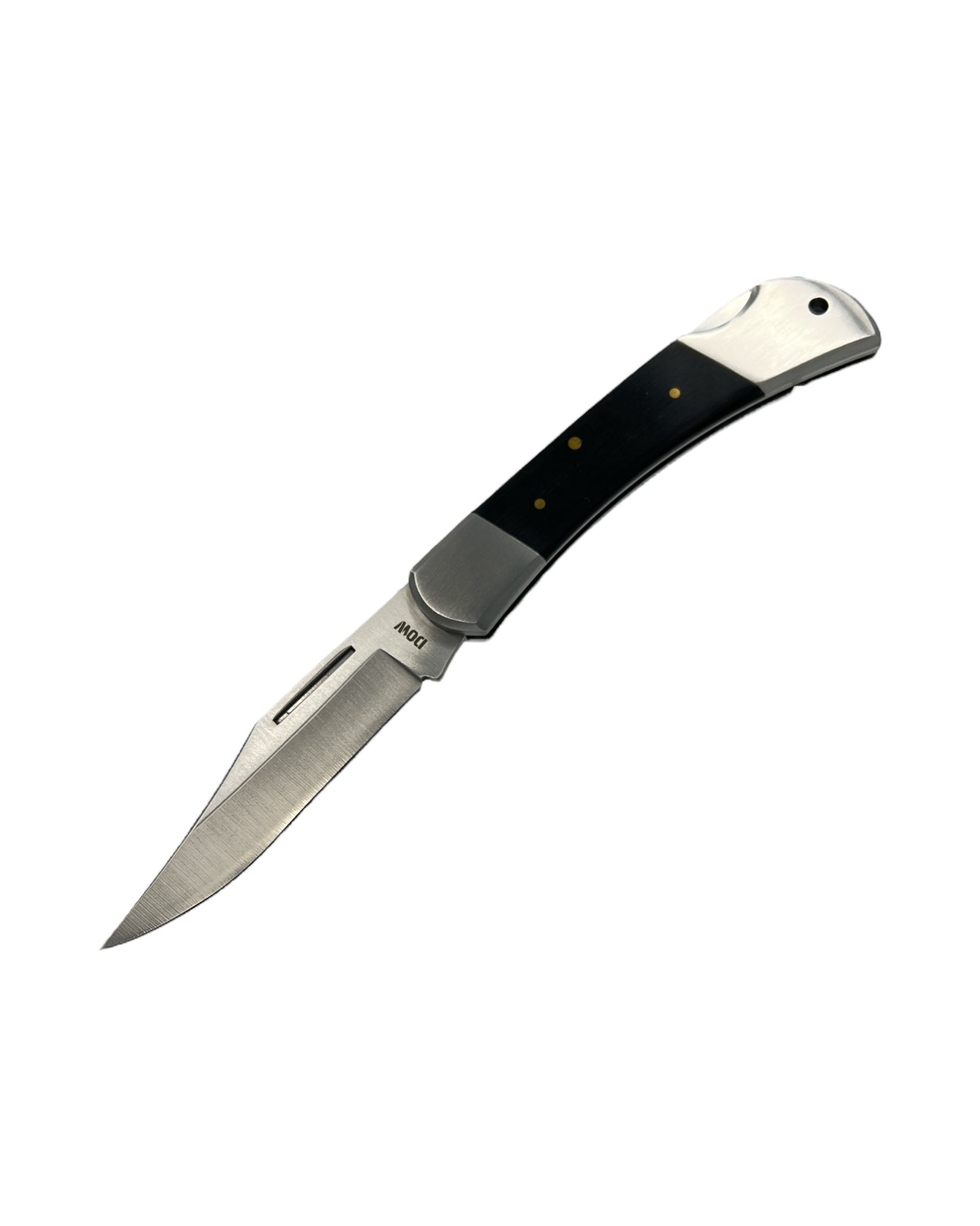 Folding Pocket Knife - Satin Blade, Black Pakkawood Handle - 8cm (3inch) Blade
