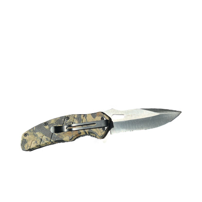 Folding Pocket Knife - Satin Blade, Camo Handle - 10cm (4inch) Blade