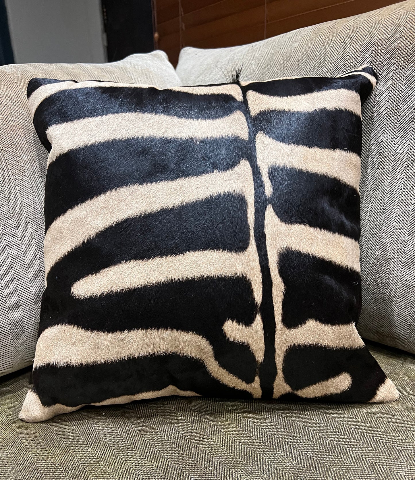 Genuine Zebra Skin Scatter Cushion with Stuffing - 42cm x 42cm - C