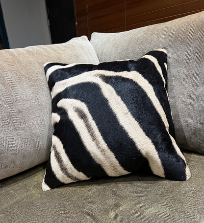 Genuine Zebra Skin Scatter Cushion with Stuffing - 42cm x 42cm - D