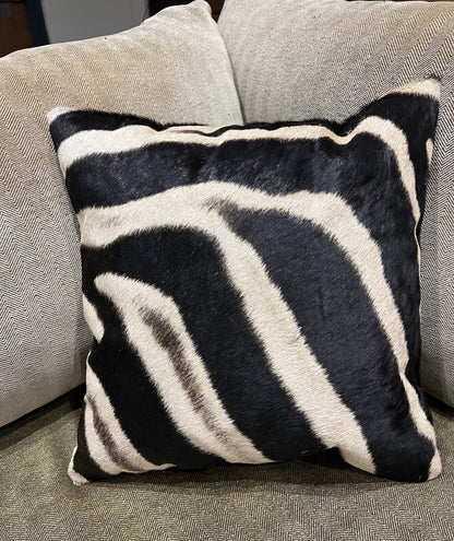 Genuine Zebra Skin Scatter Cushion with Stuffing - 42cm x 42cm - D