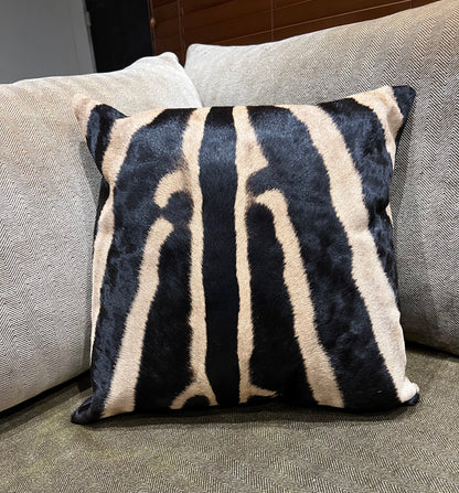 Genuine Zebra Skin Scatter Cushion with Stuffing - 42cm x 42cm - F