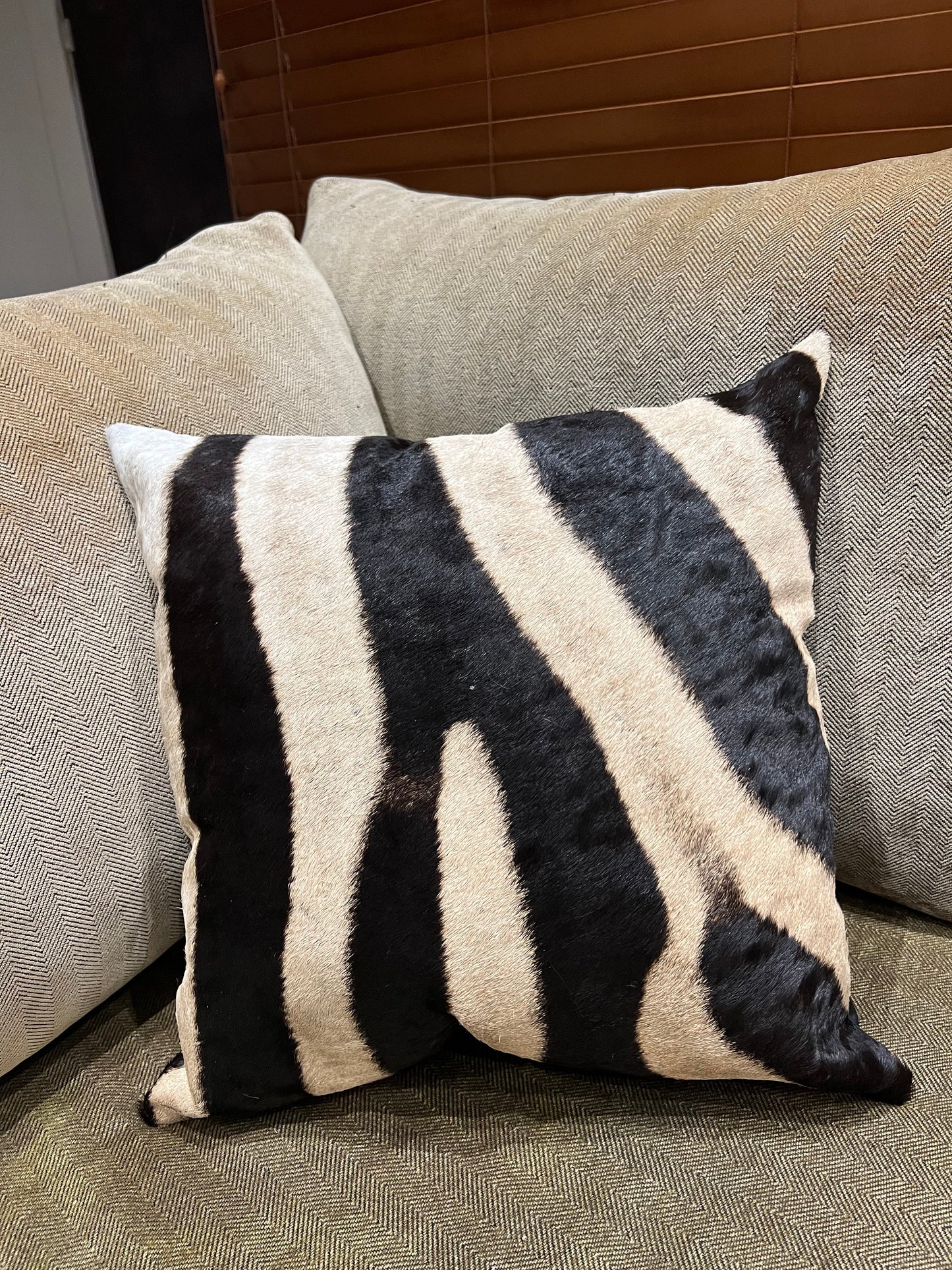 Genuine Zebra Skin Scatter Cushion with Stuffing - 42cm x 42cm - E