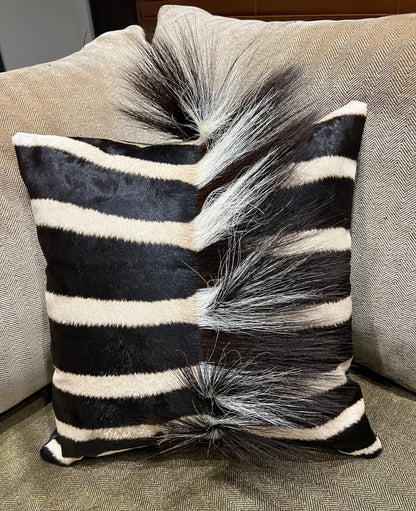 Genuine Zebra Skin Scatter Cushion with Stuffing - 42cm x 42cm - A