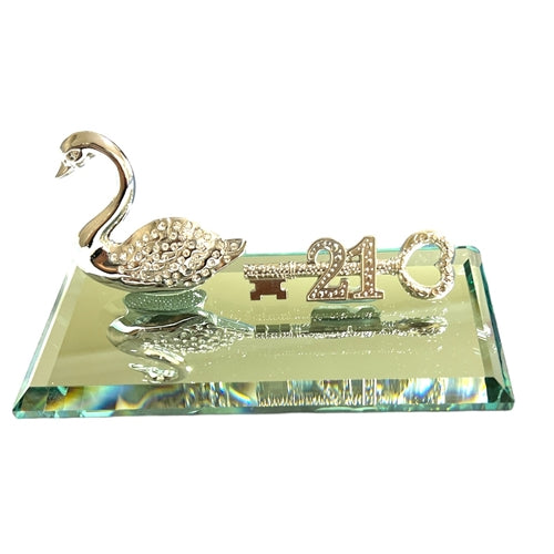 21st Key Swan Diamante on Mirror Base - Silver