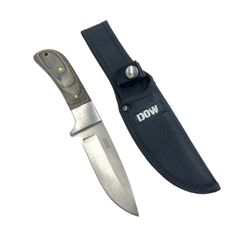 DOW Fixed Blade Knife with Black Pakka Wood Handle - Straight Blade