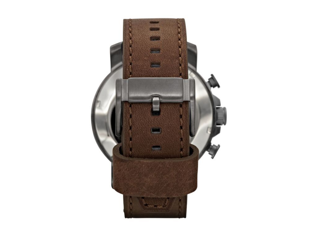 Fossil Nate Smoke Plated & Brown Leather Chronograph Watch