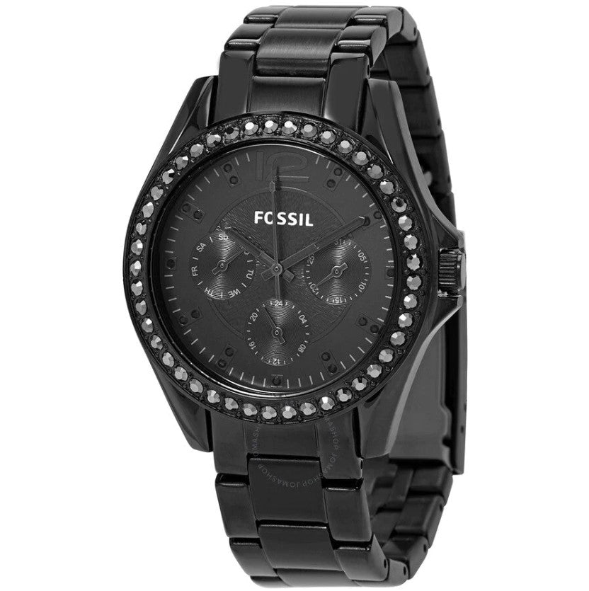 Fossil Womens Riley multifunction Black Stainless Steel Watch