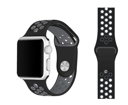 Nike Style Silicone Band Strap for Apple Watch 38mm / 40mm / 41mm - Black & Grey