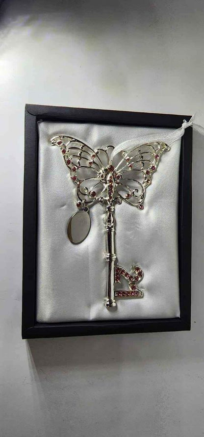 Butterfly Pink Diamante 21st Birthday Key