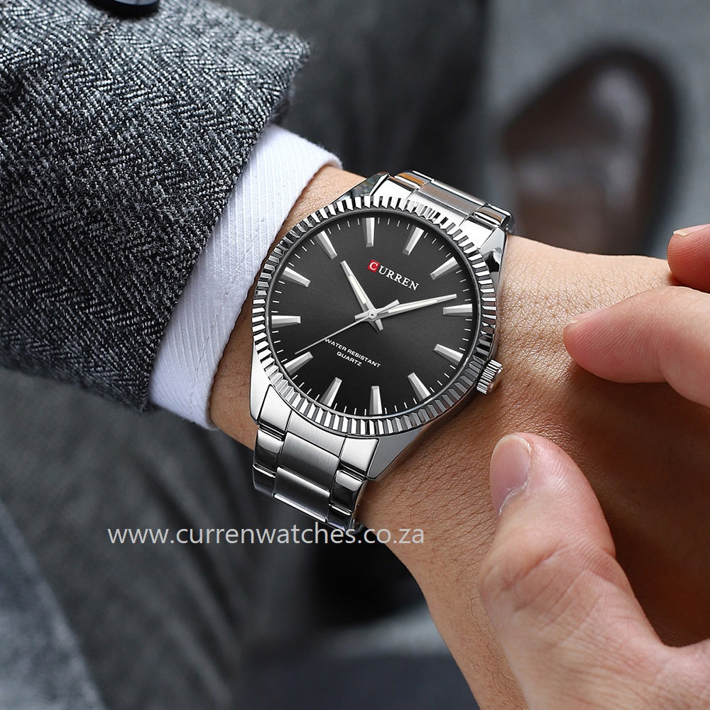 CURREN Watch - Men's Stainless Steel Quartz Business Wristwatch - Silver and Black