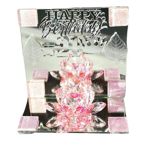 21st Key Happy Birthday with Lotus on Mirrorbase (Pink)